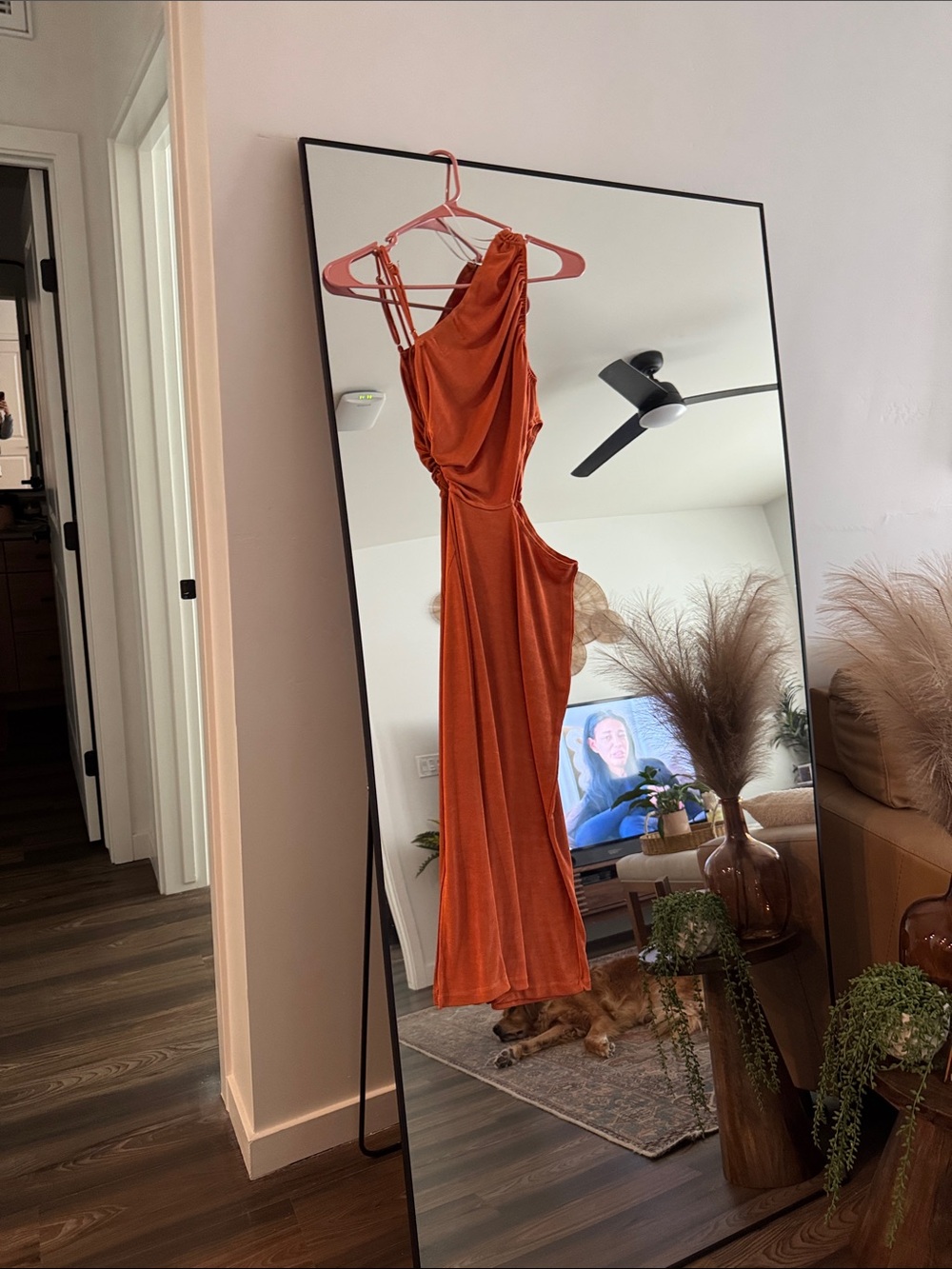 Hello Molly Orange One-Shoulder Cutout Midi Dress - Picture 3 of 3